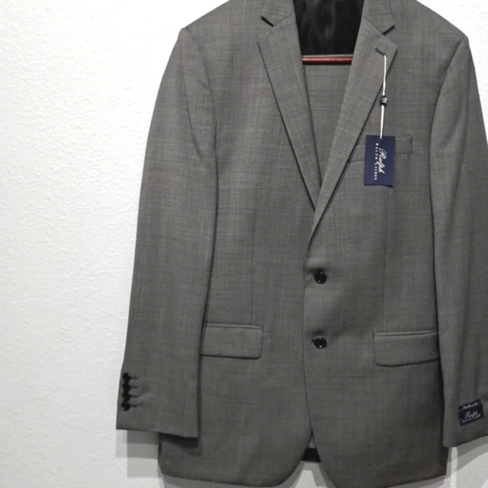 Ralph Lauren 100% Flat Front Solid Wool Suit